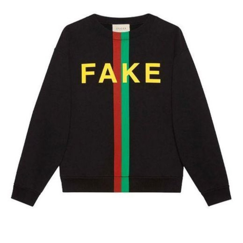 Gucci “Fake/Not” Print Cotton Jersey Sweatshirt 'Black' - Picture 11 of 11